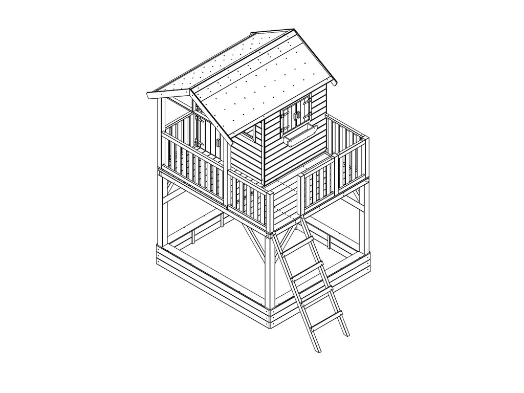 Funny XXL Wooden Playhouse with Sandbox - Prestige Garden