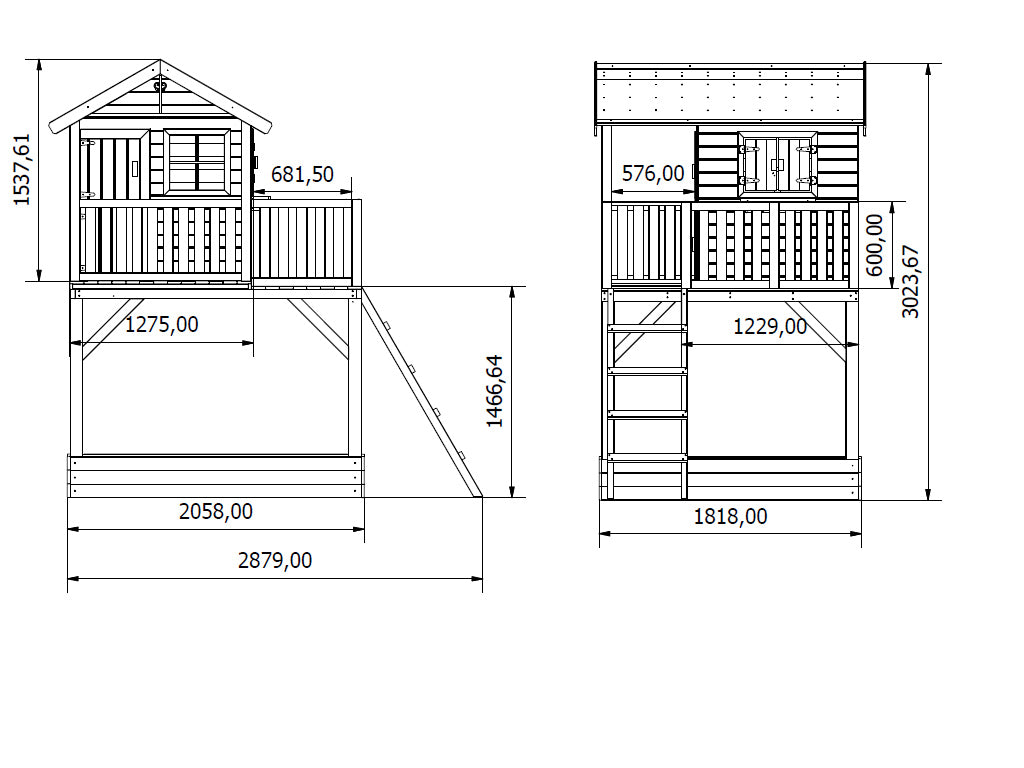 Funny XXL Wooden Playhouse with Sandbox - Prestige Garden