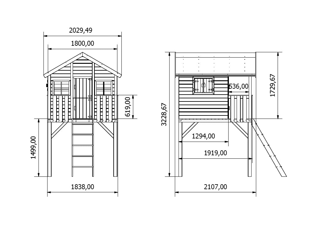 Big House Tom Wooden Playhouse with Sandbox - Prestige Garden