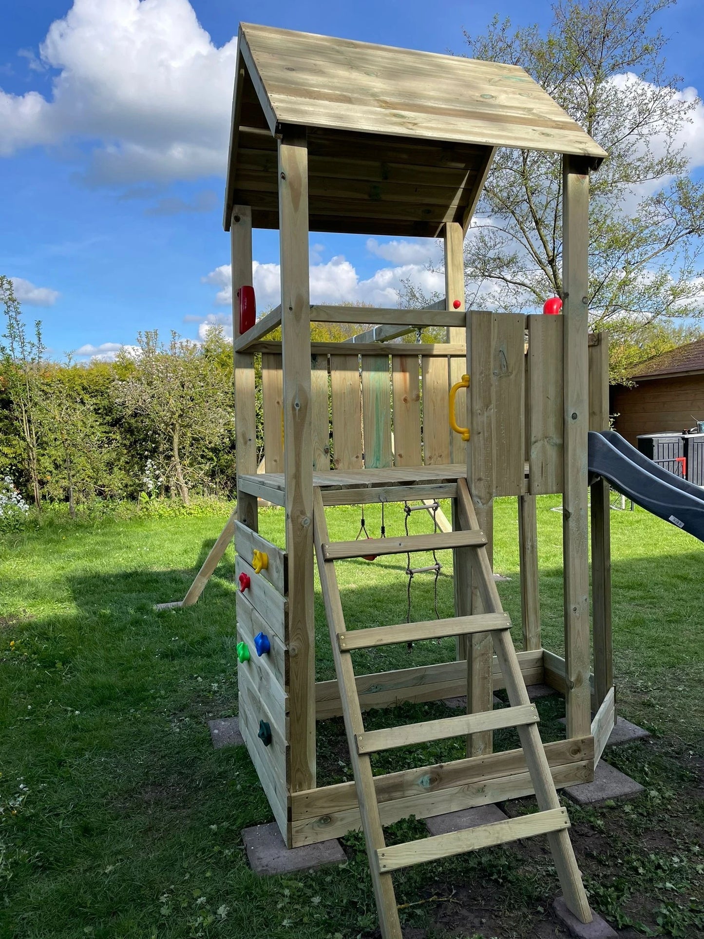 Big Monkey Wooden Play Tower with Slide - Prestige Garden